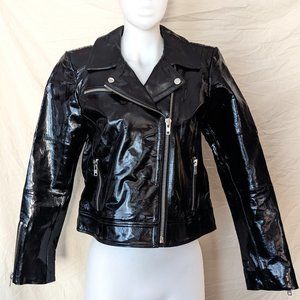 Joe's Jeans Dylan Black Patent Genuine Leather Zip Moto Jacket NWT